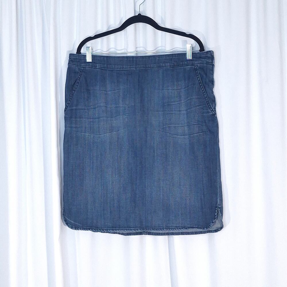 Venezia Women’s Size 16 Denim Skirt Stretch Cotton Pockets Knee Length Y2K